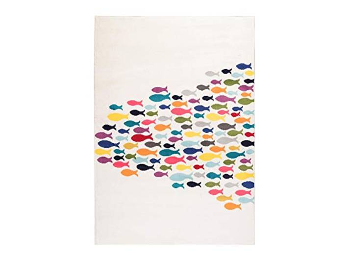 Jadorel Tapis Enfant\, 120 X 170 Cm\, Motif Animaux Poissons\, Crème\, Beige\, Orange\, Multicolore\, Tissé en Turquie Poils Ras Chambre\, pour Enfant\, 4031