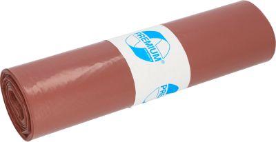 Deiss PREMIUM® Abfallsäcke, 120 Liter, Recycling-LDPE, robust und vielseitig, B 700 x H 1100 mm, braun, 250 Stück