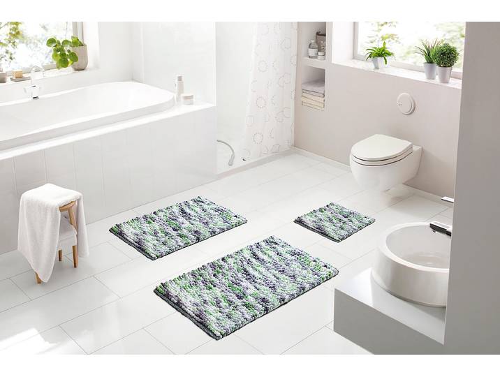 Tapis de bain Punto 55 x 65cm Vert/Gris/Vert