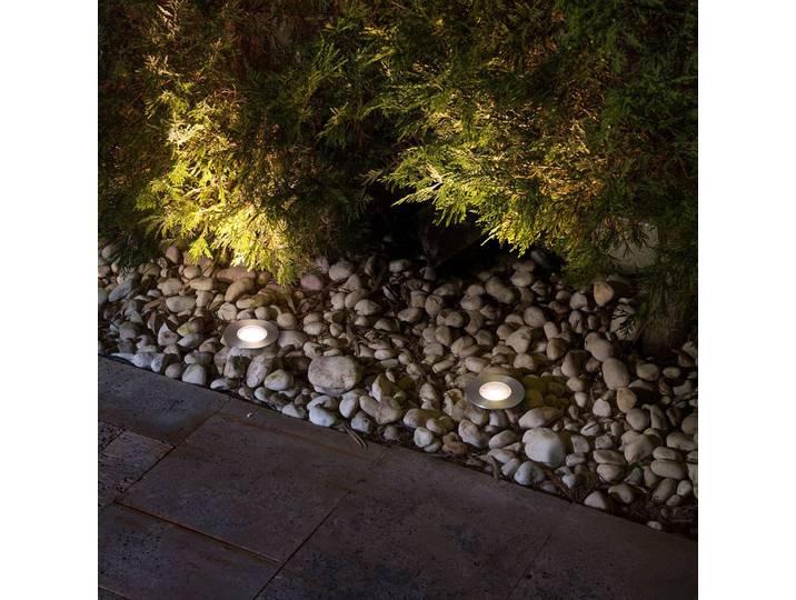 FARO BARCELONA LED-Einbauspot Grund, nickelfarben, Ø 9 cm, Alu/Edelstahl Grund, alu / grau / zink, Aluminium, LED Bodeneinbauleuchte