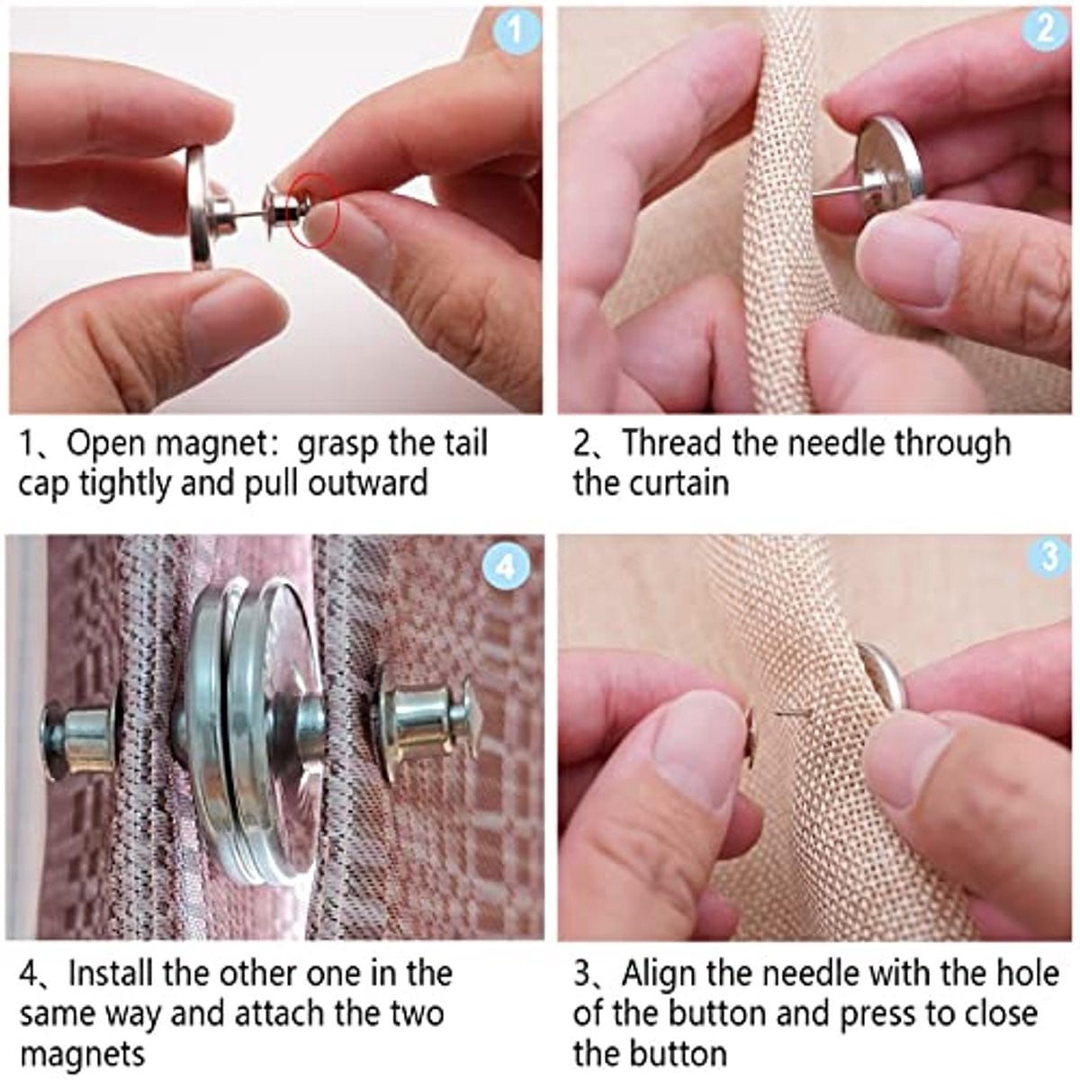 16 Paar Magnetische Gordijnklemmen om lichtlekken te voorkomen