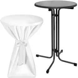 STEHTISCH Sylt Ø 80cm Grau mit Premium Stehtischhusse Ø 80cm Weiß