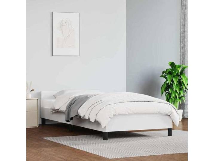Cadre de lit avec tête de lit sans matelas blanc 80 x 200 cm