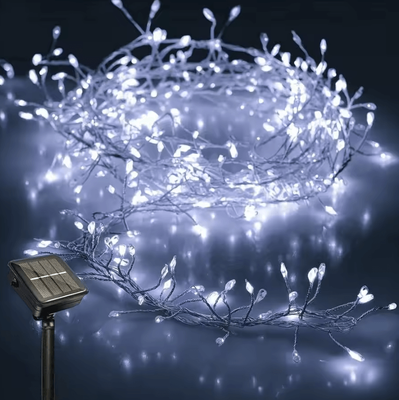 Inspire Curations Solar Firecracker Fairy String Lights With 8 Lighting Modes white Light 9m 300leds