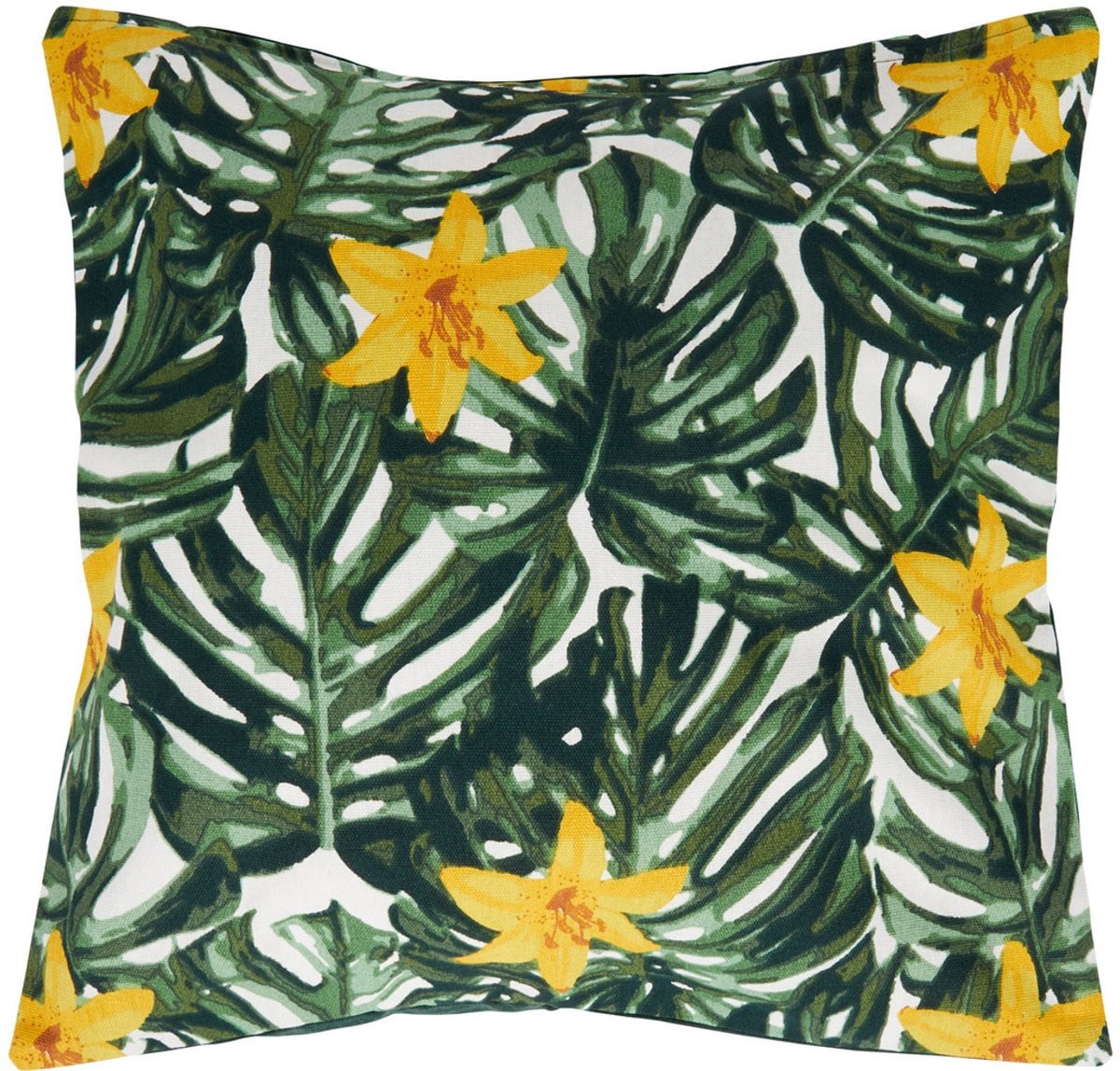 Home Affaire Kussenhoes Tropische Bladeren & Bloemen - Groen/Geel - 45 x 45 cm
