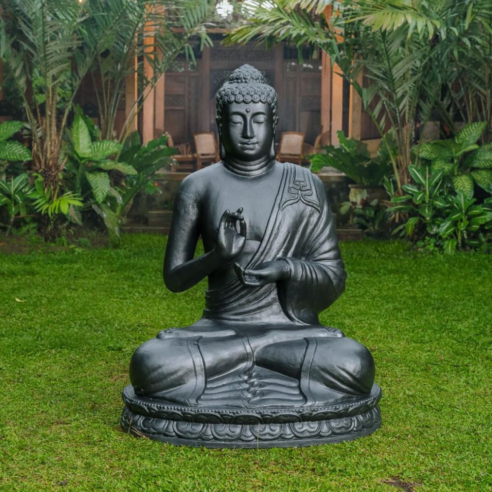 Wanda Collection Statue de bouddha assis noir 150cm Noir 104x150x70cm