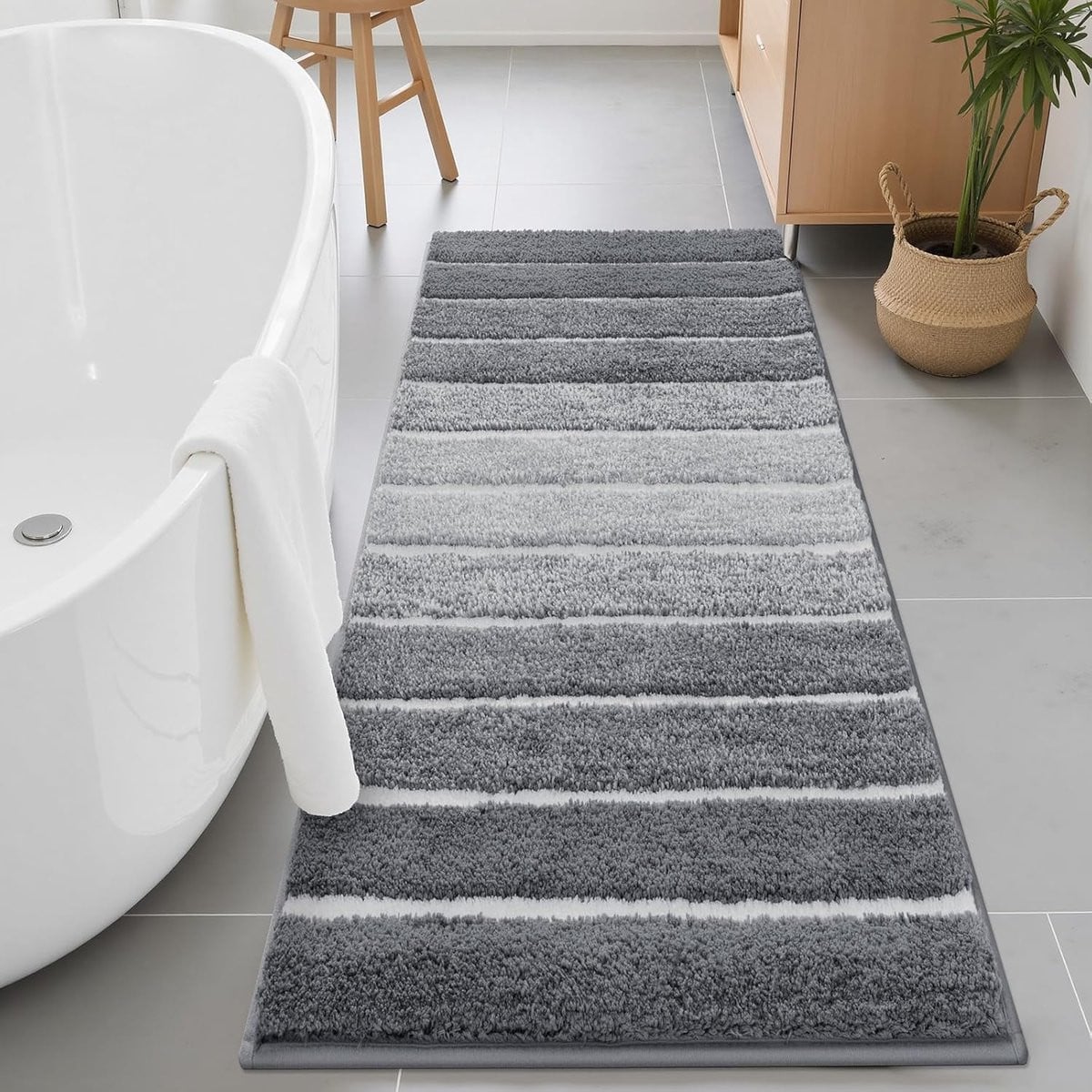 SnelShoppen Grijze Antislip Badmat van Absorberende Microvezel, 60 x 120 cm