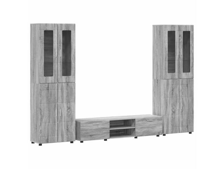RJPLMFV TV-Möbel Florin, 3-teilig, grau, Sonoma, Holz, für Wohnzimmer Rechteckiges Design, matte Oberfläche, geräumige Fächer, Verwendung im Innenbereich, einfache Reinigung