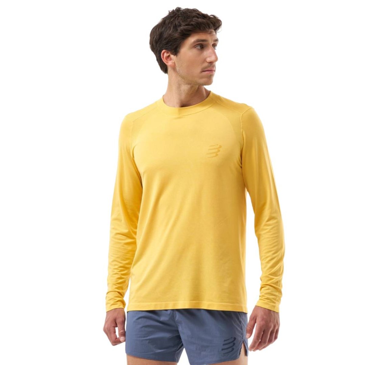 Camiseta Compressport Performance Manga Longa Amarelo, Tamanho S Homem