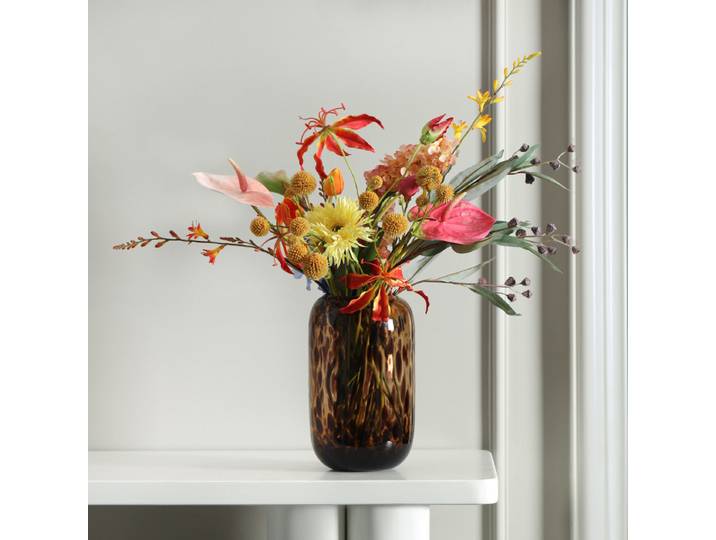 Vase en verre imprimé léopard ambre Vintage, Design de maison, décoration douce, Pot de fleur hydroponique, plante, décoration de salon, Art