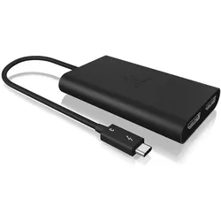 Icy Box IB-SPL1025-TB TB zu Dual DP Split (DisplayPort), Video Adapter, Schwarz