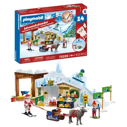 PLAYMOBIL 72226 Christmas Adventskalender Am Nordpol mit Weihnachtsmann, Rentieren und Winter-Postamt