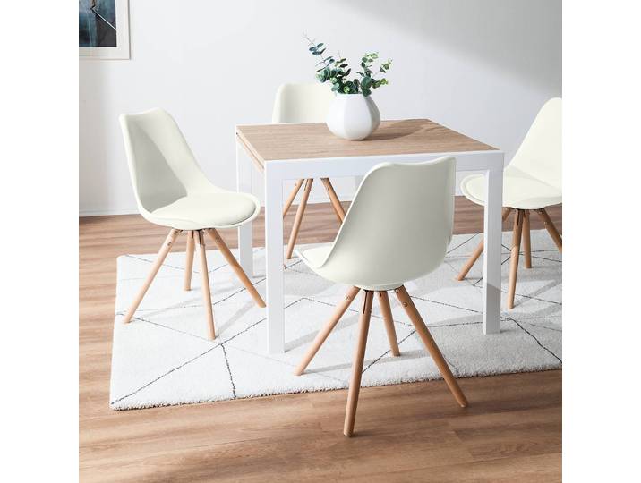 Esszimmerstuhl 48 x 84 x 54cm 2er Set Weiß/Weiß