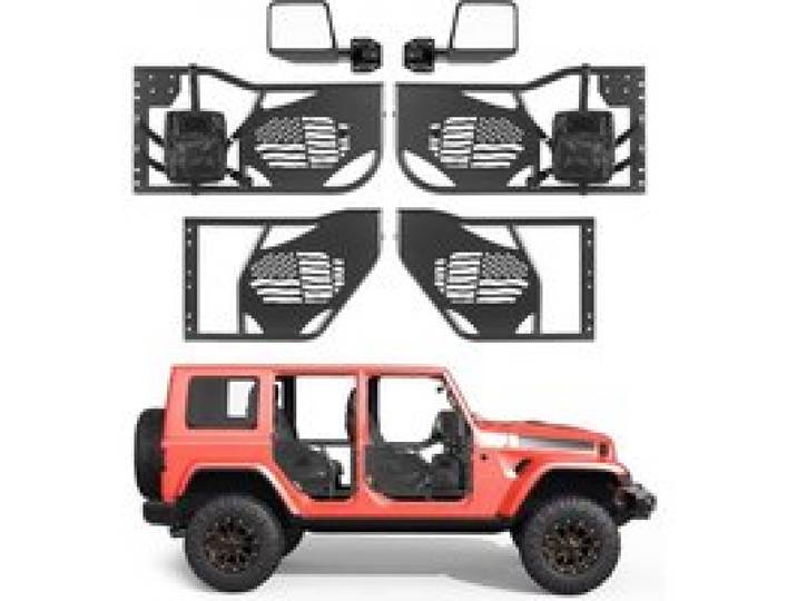 VEVOR Röhrentüren 4-türig, Kompatibel mit Jeep Wrangler JK Unlimited (Bj. 07-18), Offroad-Halbtüren aus Stahl (Vorne & Hinten) mit DOT-zertifizierten Außenspiegeln Aufbewahrungstasche Gummipolstern