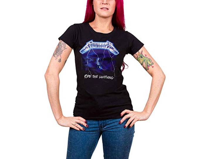 Metallica T Shirt Ride The Lightning Tracks nieuw Officieel Vrouwen Skinny Fit
