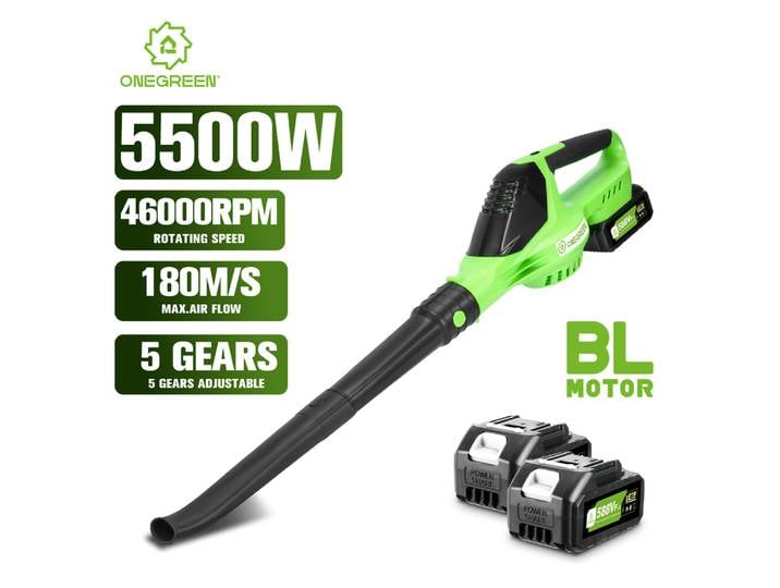 ONEGREEN 5500W souffleur d'air électrique sans brosse 5 vitesses souffleur de feuilles sans fil outil de nettoyage de poussière de neige pour Makita broche de batterie 18V