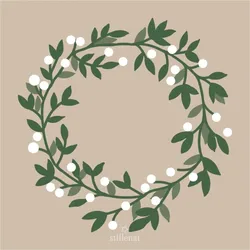 IB Laursen Papier Servietten 16,5x16,5 cm Schneebeerenkranz 20er, 16,5 x 16,5 cm