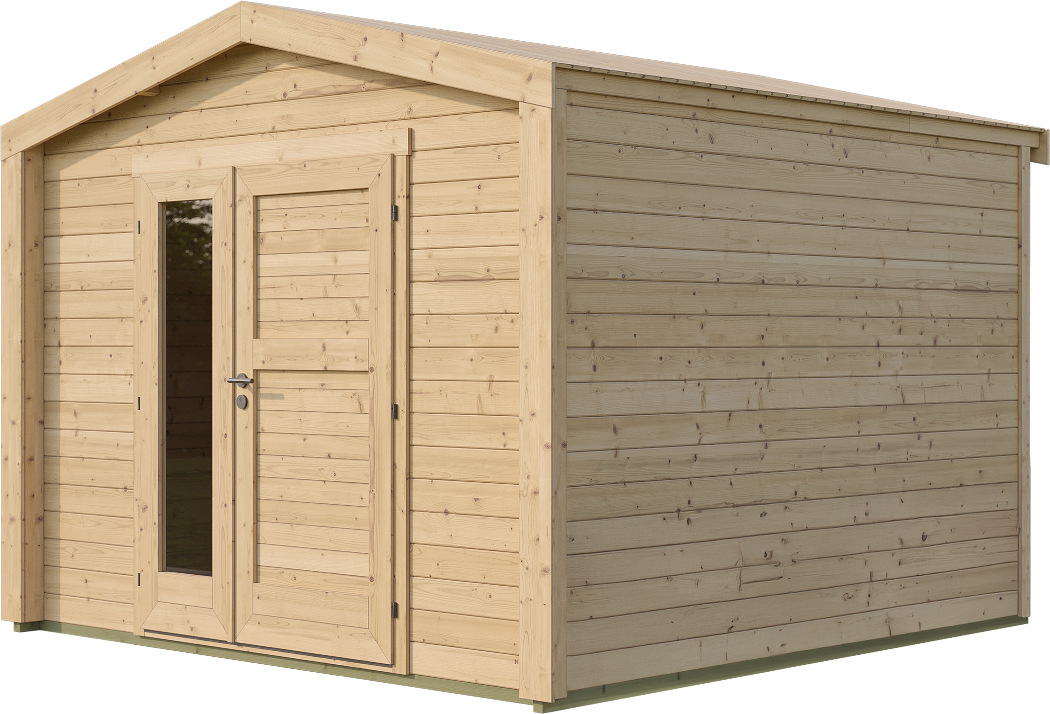 Gartenhaus WEKA "Killarney", beige (naturbelassen), ohne Fußboden, ohne Dacheindeckung, Massivholz, Gartenhäuser, Gartenhaus, Doppeltür, 1 1/2 Fenster an Seite