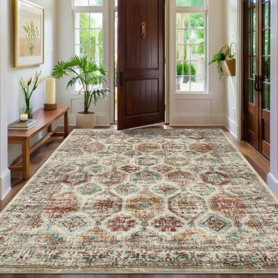 Garvee Geometric Floral Small Diamond Area Rug