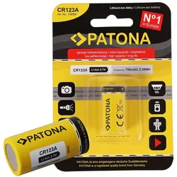 PATONA Li-Ion 3,7V Wiederaufladbare Zelle CR123A 16340 Zelle 700mAh 2,59Wh