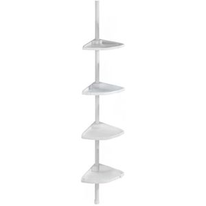 Wenko Duschablage Teleskop Duschecke Compact, weiß, zum Klemmen, Eckregal, Metall, 26 x 78-275cm