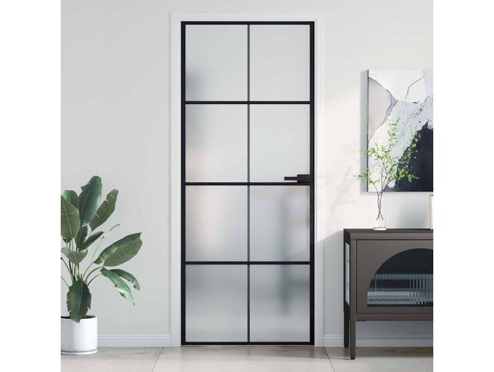 vidaXL Innentür Schlank Schwarz 83x201,5 cm Hartglas & Aluminium