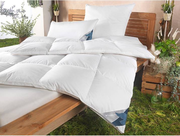 Daunenbettdecke HAEUSSLING GRÖNLAND Made in Green , weiss (weiß), B:200cm L:220cm, Bezug: 100% Baumwolle. Füllung: 90% Entendaune, 10% Entenfeder, Bettdecken, Daunenbettdecke, hochwertiges Daunenprodukt Made in Green zertifiziert