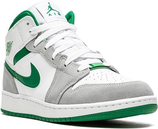 Air Jordan Sneakers Unisex Kinderschuhe Größe 37.5 Grau/Weiß/Grün Leder & Gummi