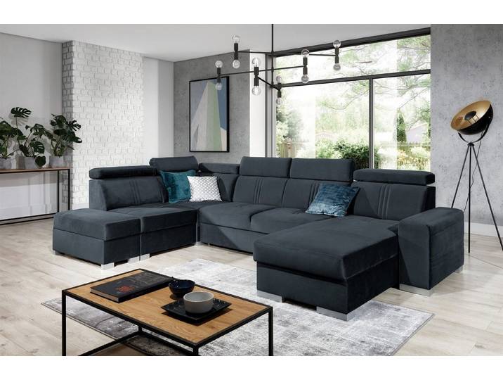 Fun Möbel Wohnlandschaft Wohnlandschaft Schlafsofa NOLAN inkl. USB-Anschluss, inkl. Bettkästen, Kopfteil verstellbar, Rundumbezug, inkl. USB-Anschluss