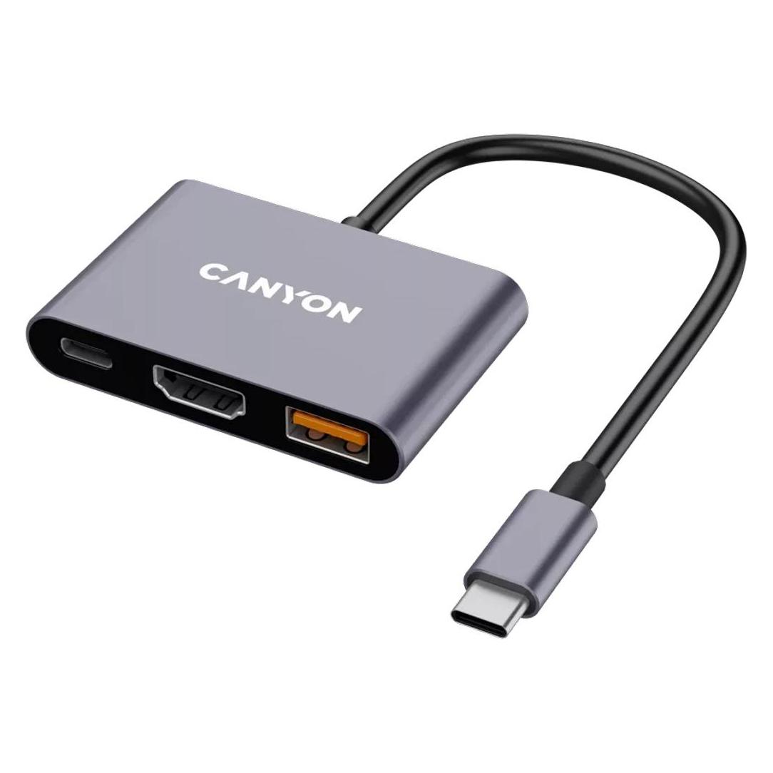 Canyon USB-3-in1 HUB USB-C > HDMI/1xUSB-A/PD 100W retail (USB-C, 3 Ports) (CNS-TDS4)