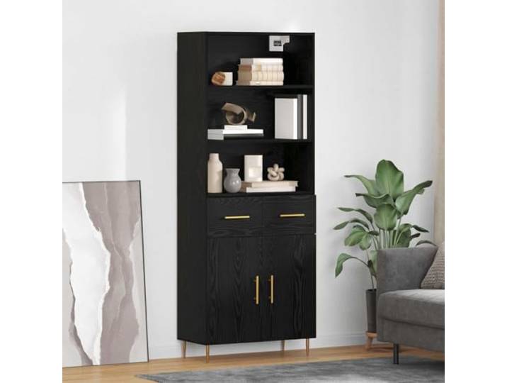 RJPLMFV Moderne Anrichte aus Holz, 69,5 x 34 x 180 cm Goldene Eisenbeine, integrierte Regale, fertige Rückseite, für Wohnzimmer oder Esszimmer