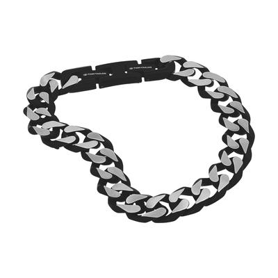Armband TOM TAILOR "Schmuck Geschenk Edelstahl Panzerkettenglieder", schwarz (edelstahlfarben, schwarz), Armbänder, Herren, 21,5cm, Edelstahl, Armband