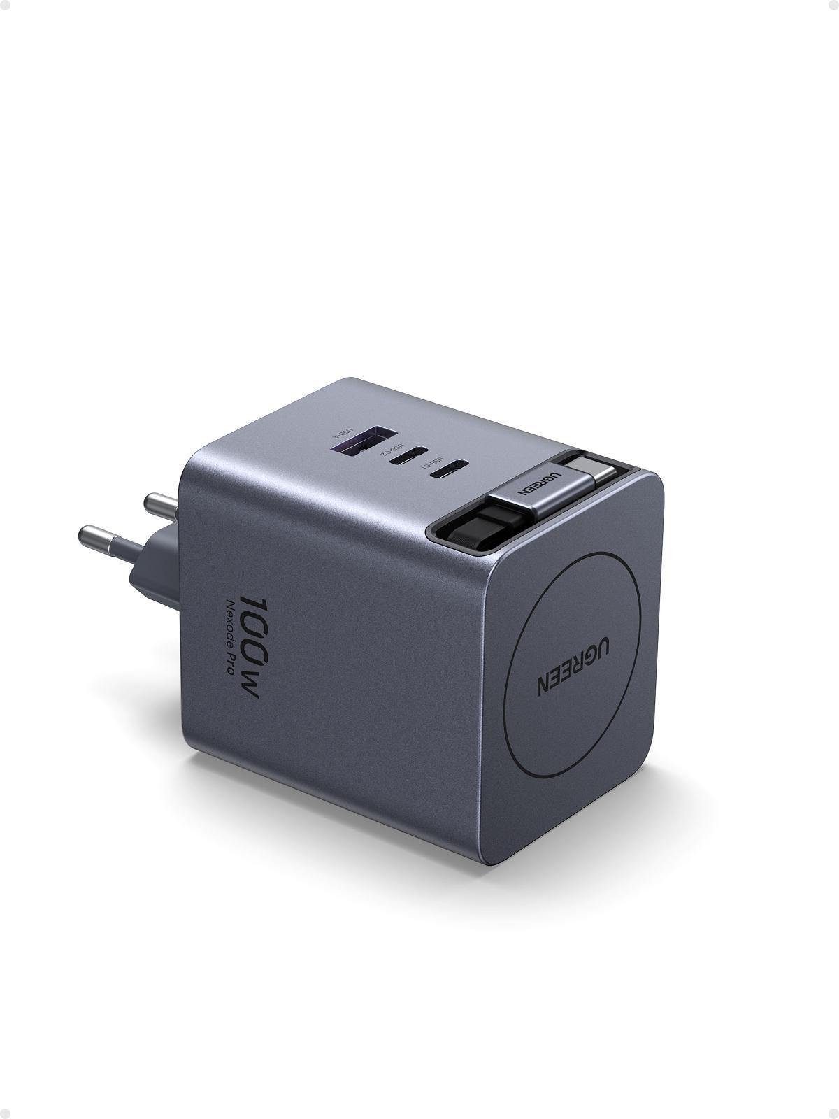 UGREEN X616 GaN Charger 100W Ladegerät Netzteil 2x USB-C 1x USB-A 1x ausziehbares USB-C-Kabel