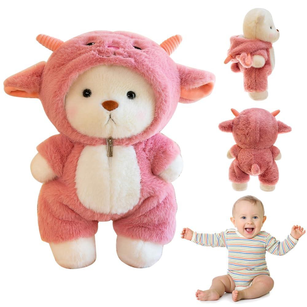 Pluche knuffelbeer met schaapskostuum, 30 cm