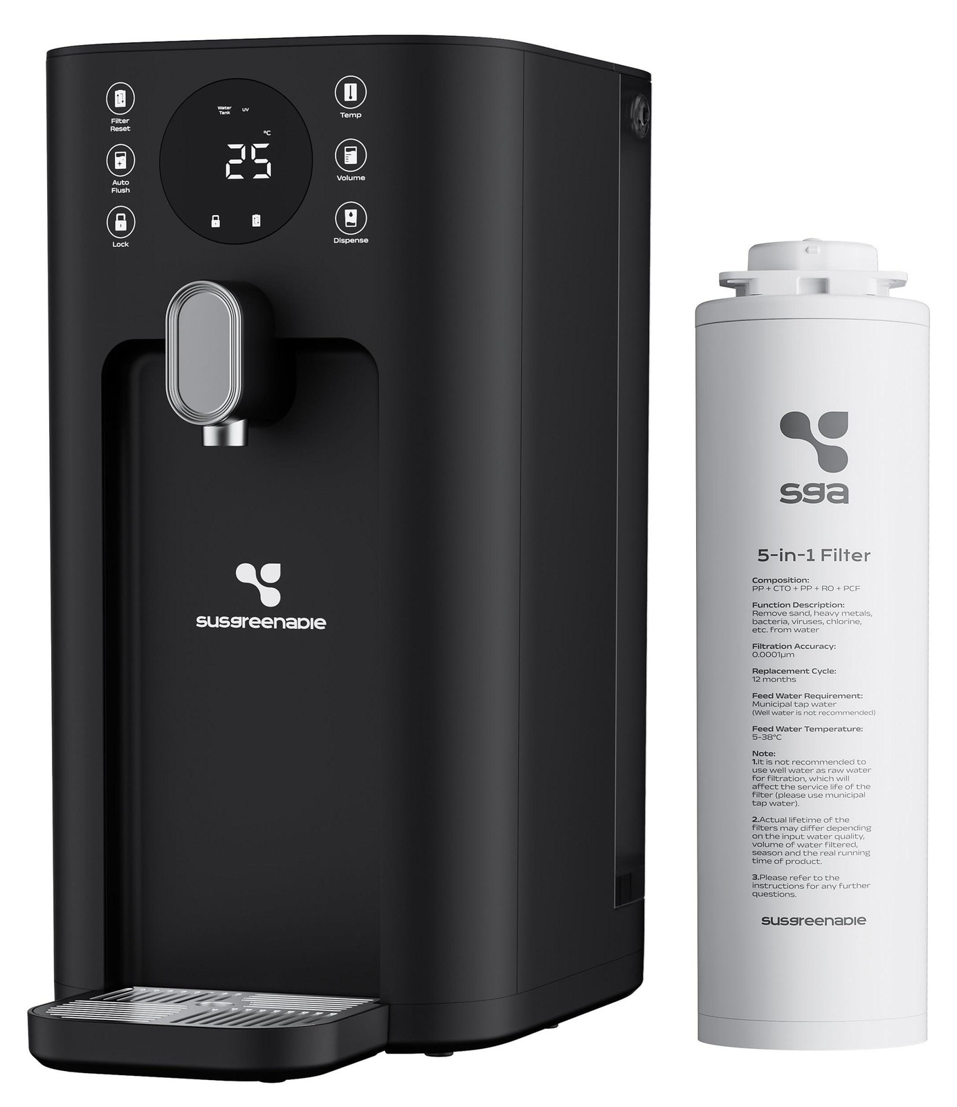 CIARRA X SusGreenable omgekeerde osmose installatie voor drinkwater, 100 GPD, met verwarming