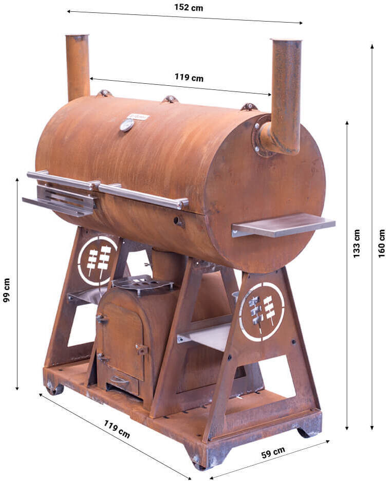 GrillSymbol Smoker Holzkohlegrill Smoky Beast XL, Cortenstahl handgefertigt.