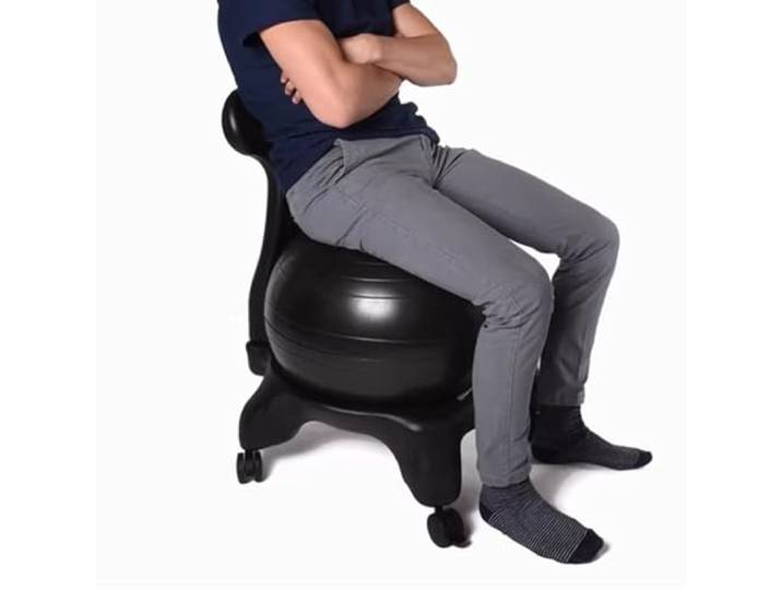 EXCLURA Sitzball Stabilitäts-Yogaballstuhl mit Rädern und Rückenlehne, Rollender Gymnastikballstuhl mit Pumpe, Yogaballsitz, Aktives Sitzen für die Gesundheit der Wirbelsäule(E)