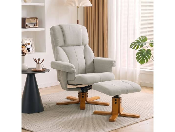 HOMCOM Fauteuil Relax Inclinable Repose-pied 79x80x104cm Crème
