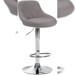 Décoshop26 - Drehbarer Barhocker x1 höhenverstellbar grauer Stoff mit Ziernähten verchromtes Metallgestell 10_0005834