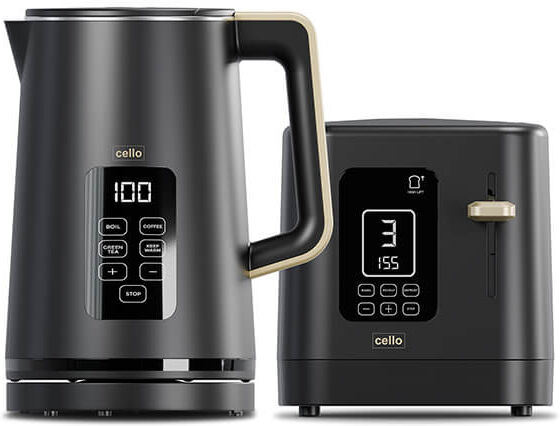 Cello Overture Ash Black 2 Slot Toaster & Kettle