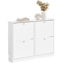 SCHUHSCHRANK schmal mit 4 Klappen, Weiß 105×18×78cm
