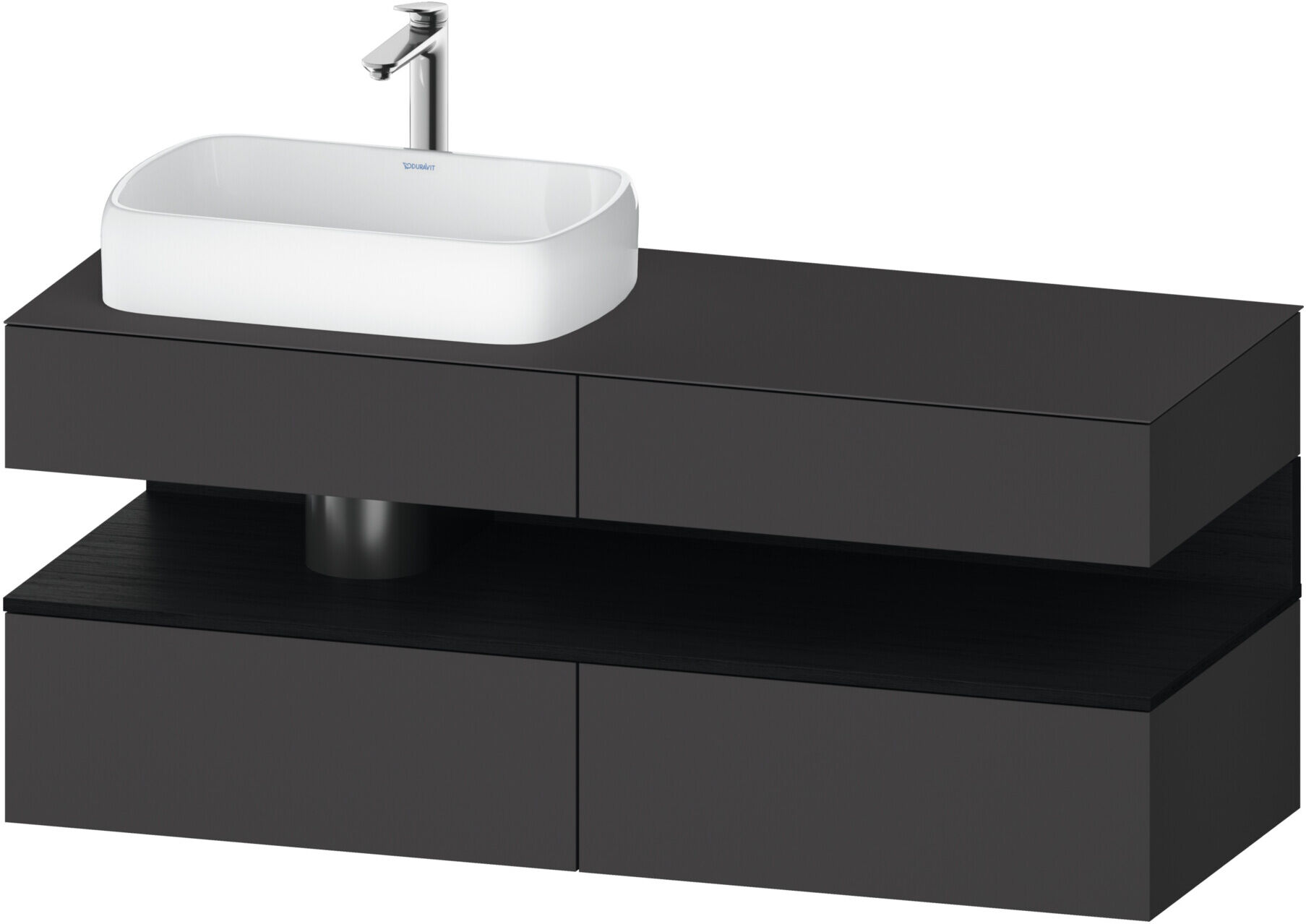 Duravit Waschtischunterschrank Qatego 140x55x60cm, E sw/gra m, Pl, Beck. li (QA4765016490000)