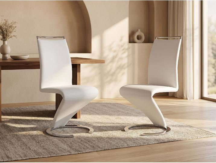 Stuhl Freischwinger 2er-Set - Kunstleder - Weiß - TWIZY