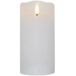 LED Kerze Rustik Optik Echtwachs flackernde Flamme H: 15cm Timer Batterie weiß