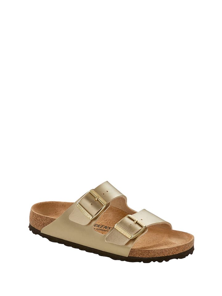 Birkenstock Pantoletten "Arizona" in Gold - Weite S - 41