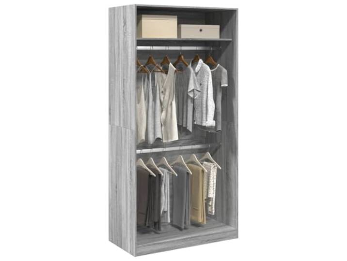 Molumvel Kleiderschrank 100x50x200 cm Holzwerkstoff Grau Sonoma für Schlafzimmer Kleideraufbewahrung