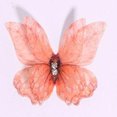 Uplift Picks Fifty Piece Colorful 3D Organza Butterfly Applique Set orange