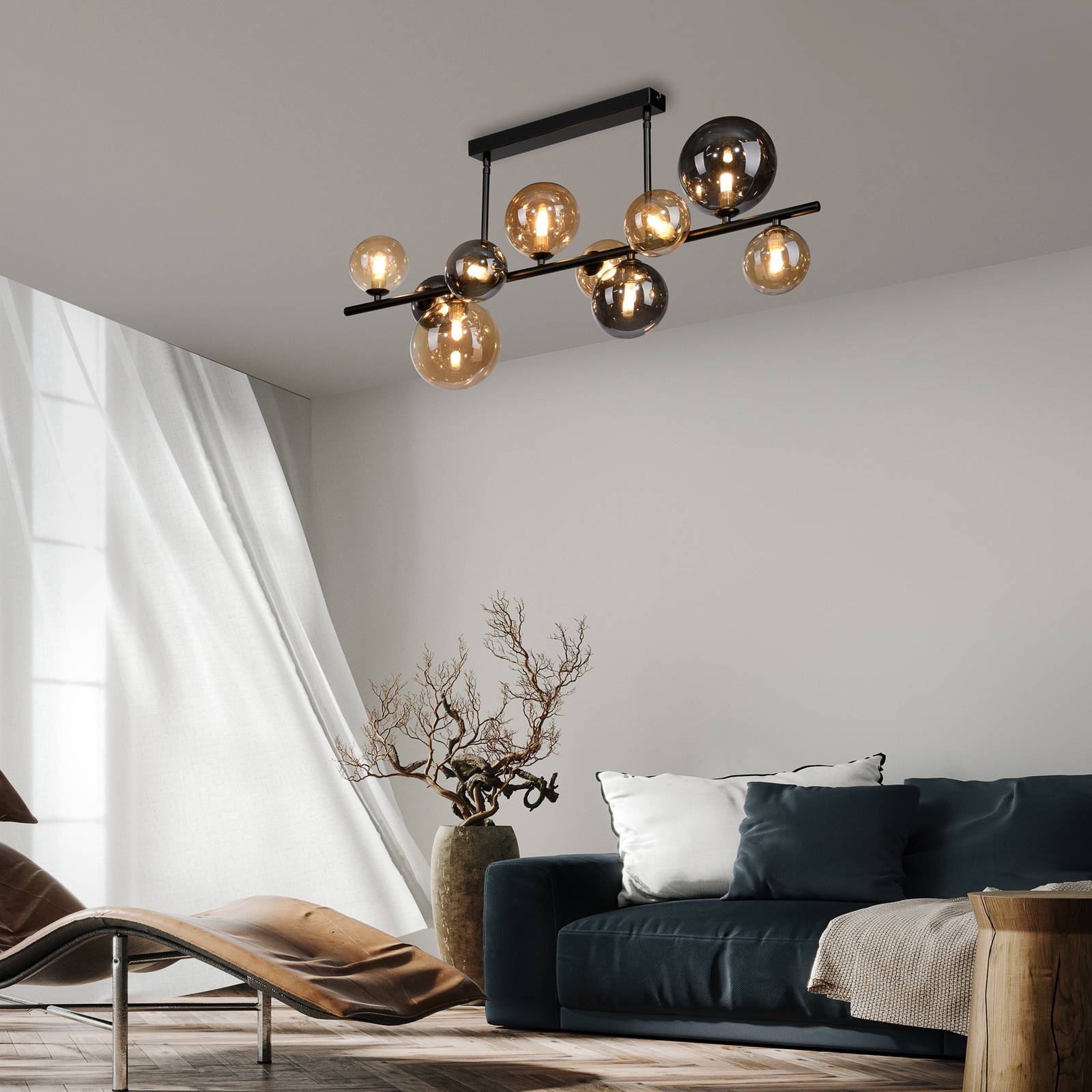 Paul Neuhaus Plafoniera soffitto Popsicle, Nero, Soggiorno / Sala da pranzo, Metallo, Moderno, Plafoniera