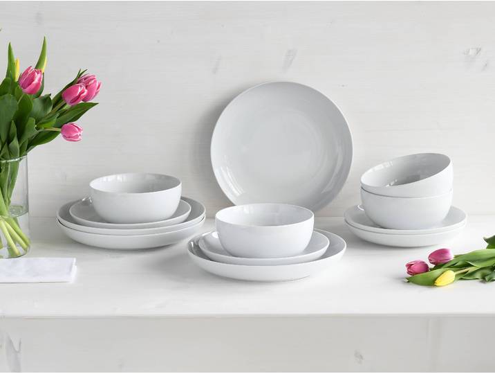 Tellerset Allround 12-teilig Weiß/Weiß
