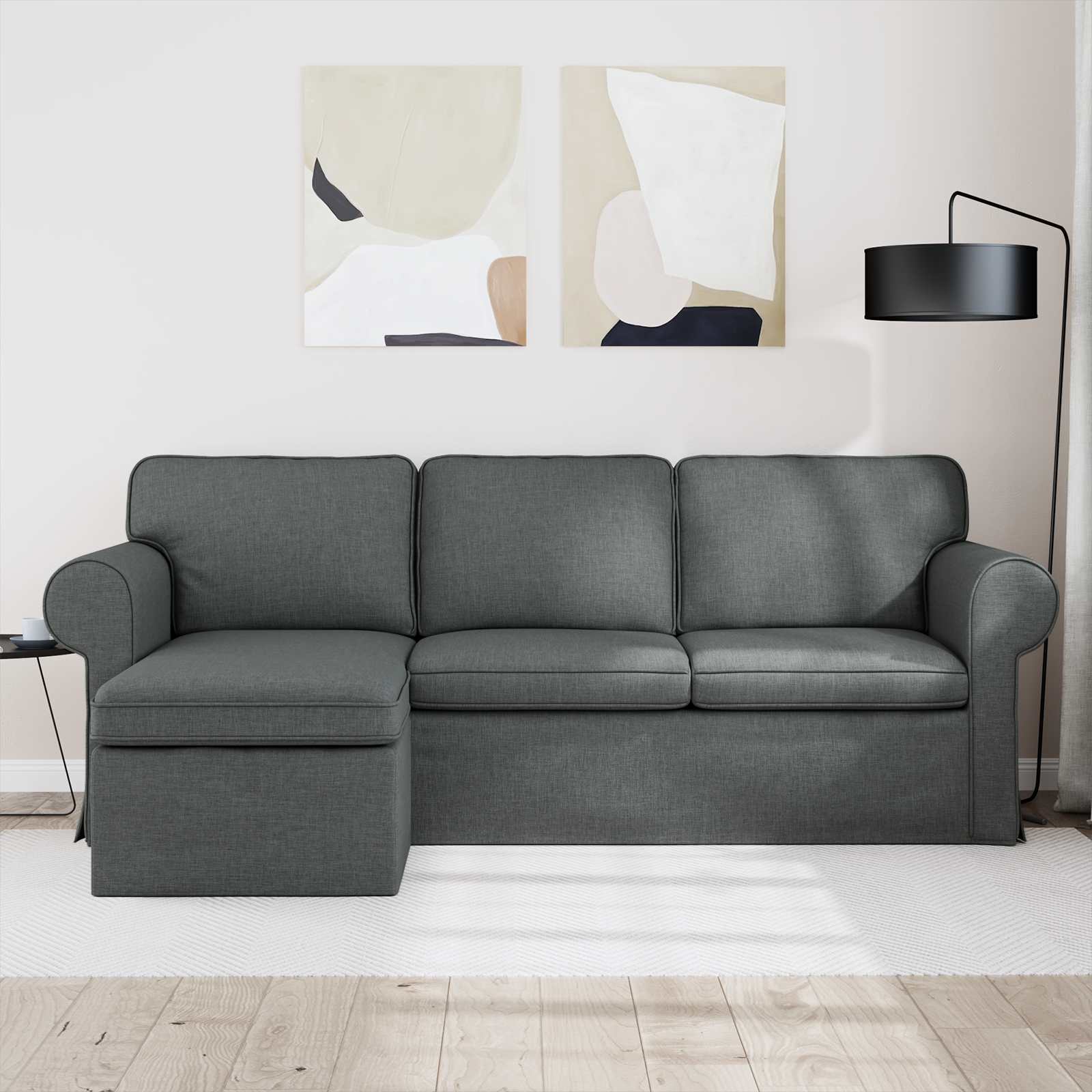 vidaXL Canapé Gris foncé 215 x 138 x 80 cm tissu